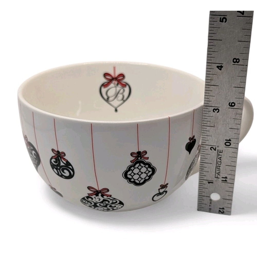 Brighton Coffee Mug Christmas Ornamants White Red Black Sixteen Ounces Retro - Picture 11 of 11